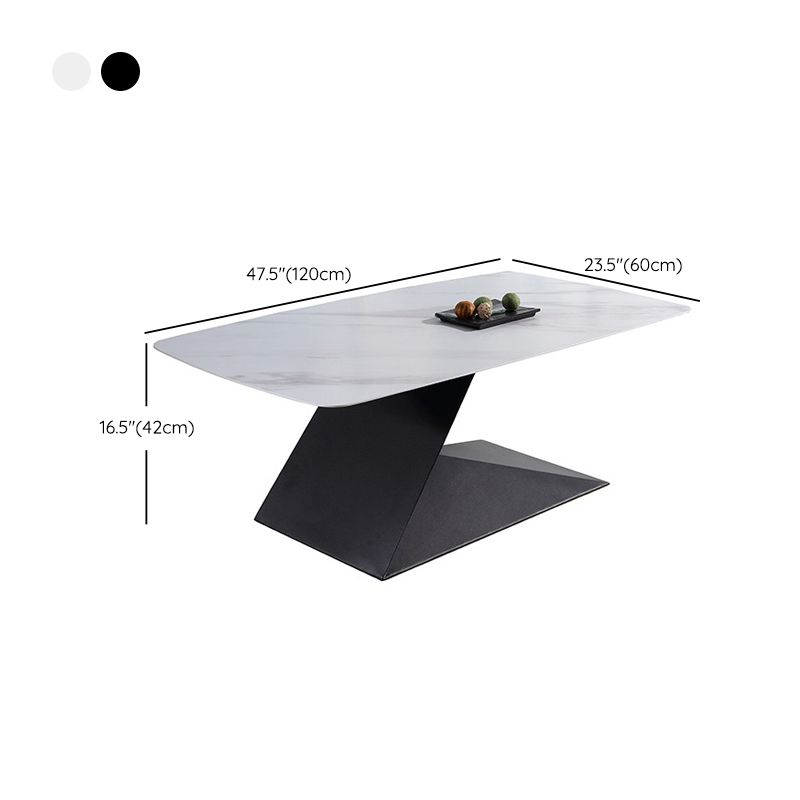 Pedestal 1 Single Coffee Table Luxurious Stone Top Cocktail Table