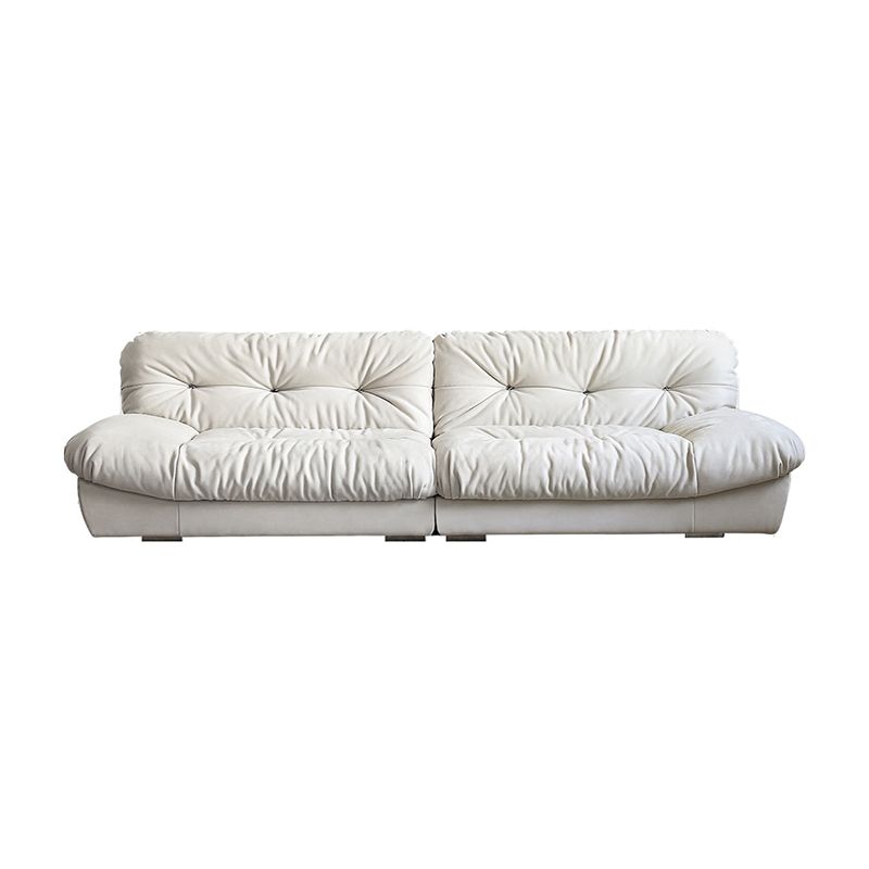 French Country Stain Resistant Faux Leather Armless Sofa in Brown/Beige