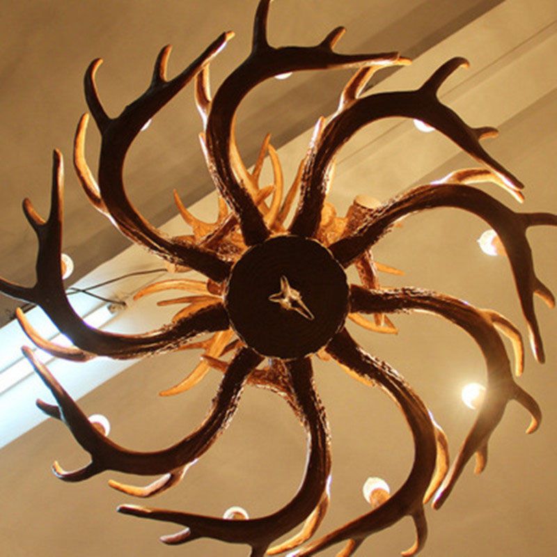 Lampada del lampadario in resina in resina di corno di cervo rustico per soggiorno per soggiorno