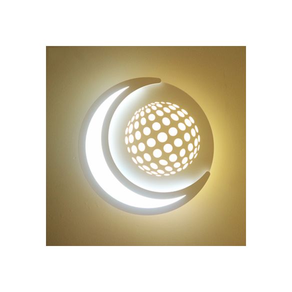 Hedendaags maanwandlicht met cartoonpatroon Acryl LED SCONCE Licht in het wit voor kinderslaapkamer