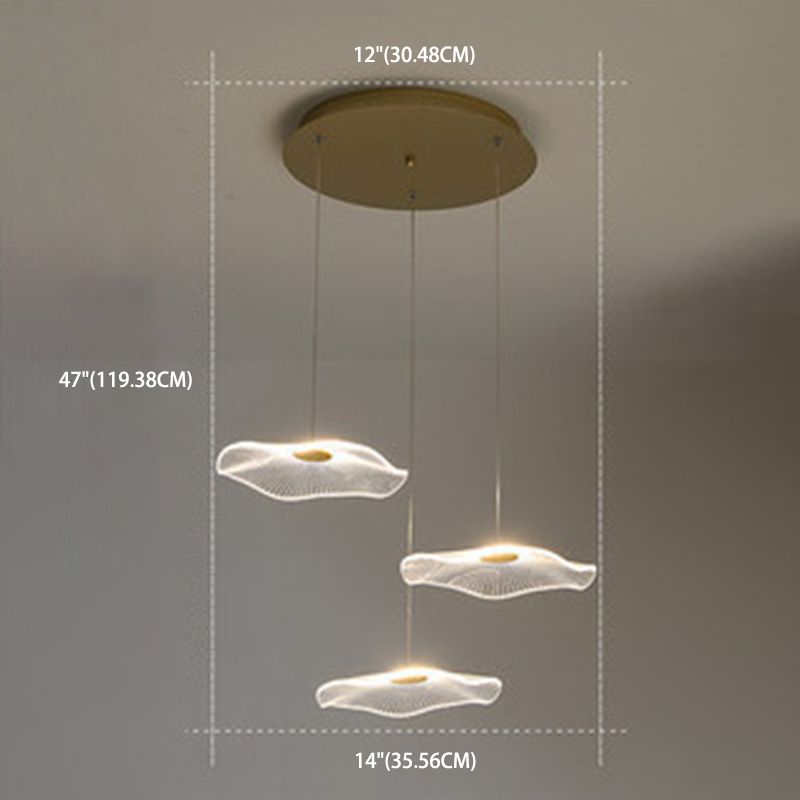Modern Multiple Lotus Leaf  Shaped Shade Pendant Light  Acrylic Long Hanging Lamp  for Living Room
