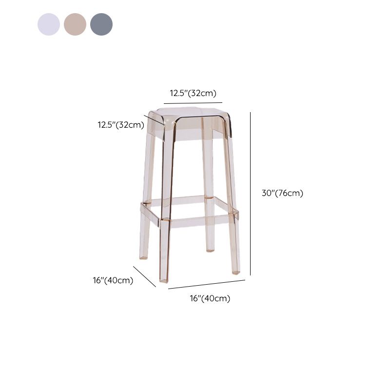 30" Height Backrest Armless Counter Stool Industrial Plastic Bistro Bar Chair with 4 Legs