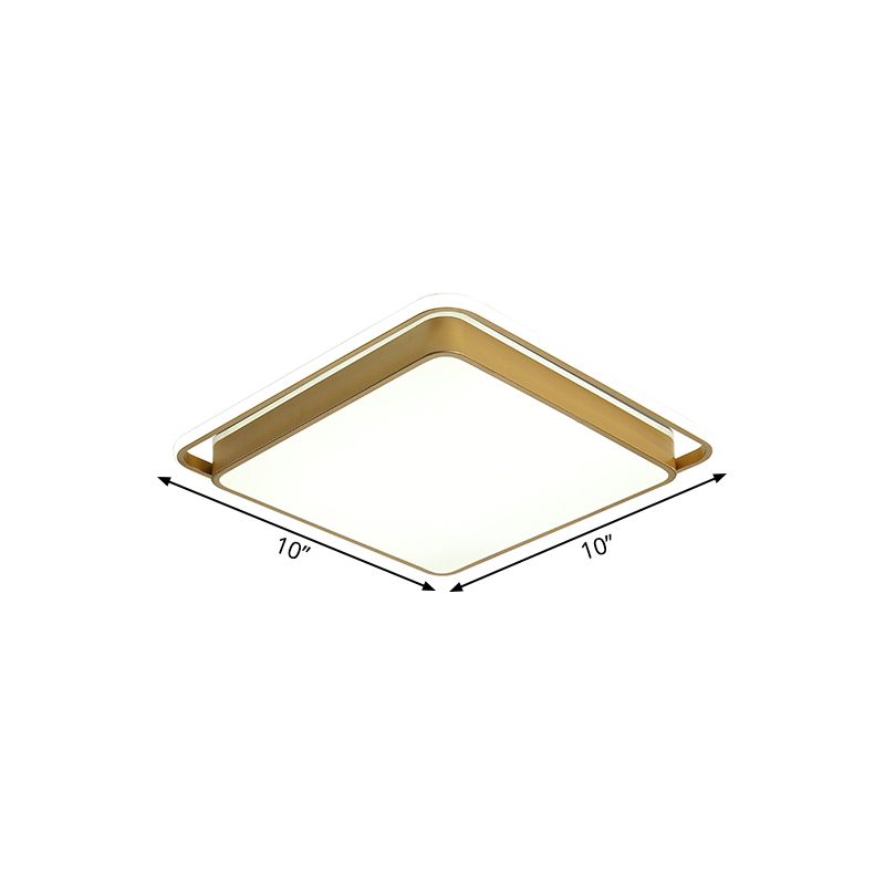 Techo cuadrado de oro a ras del modernismo 10 "/18" /21,5 " W Luz de descarga de metal LED para sala de estar, luz cálida/blanca