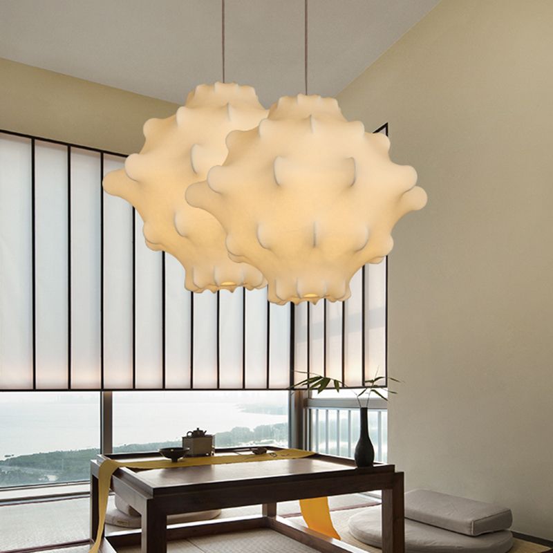 Onregelmatige gevormde zijden hanger lamp postmodern 1 bol witte ophanging licht voor woonkamer