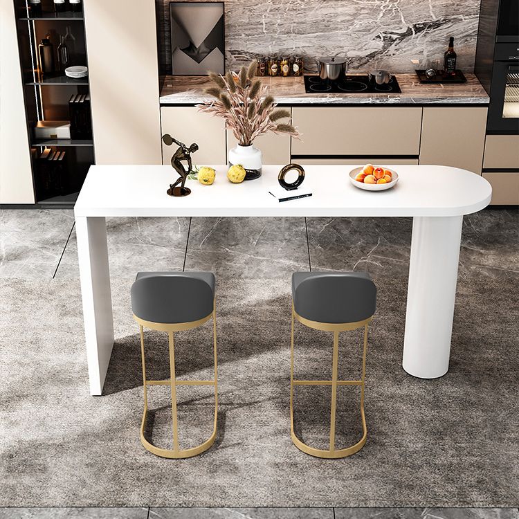 White Specialty Bar Dining Table Double Pedestal Wooden Bar Height Pub Table