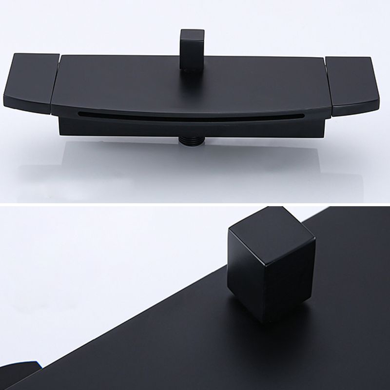 Modern Wall Mounted Copper Tub Filler Low Arc Waterfall Tub Faucet Trim