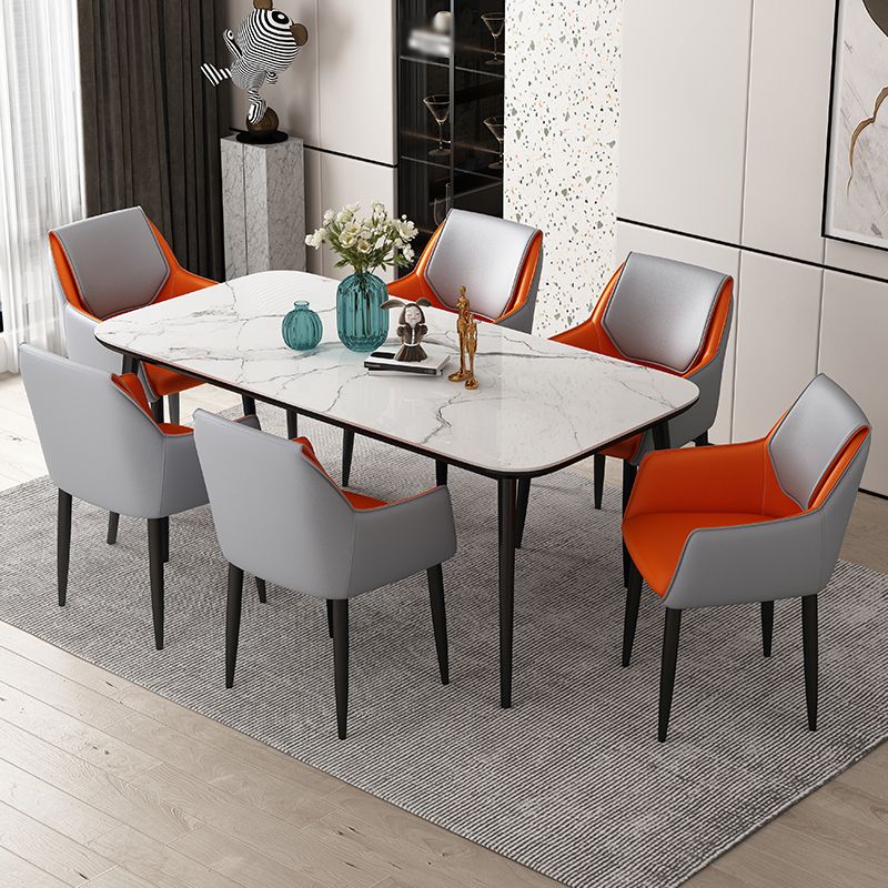 Sillas de comedor de piel sintética contemporáneas, sillón tapizado con patas de metal para restaurante