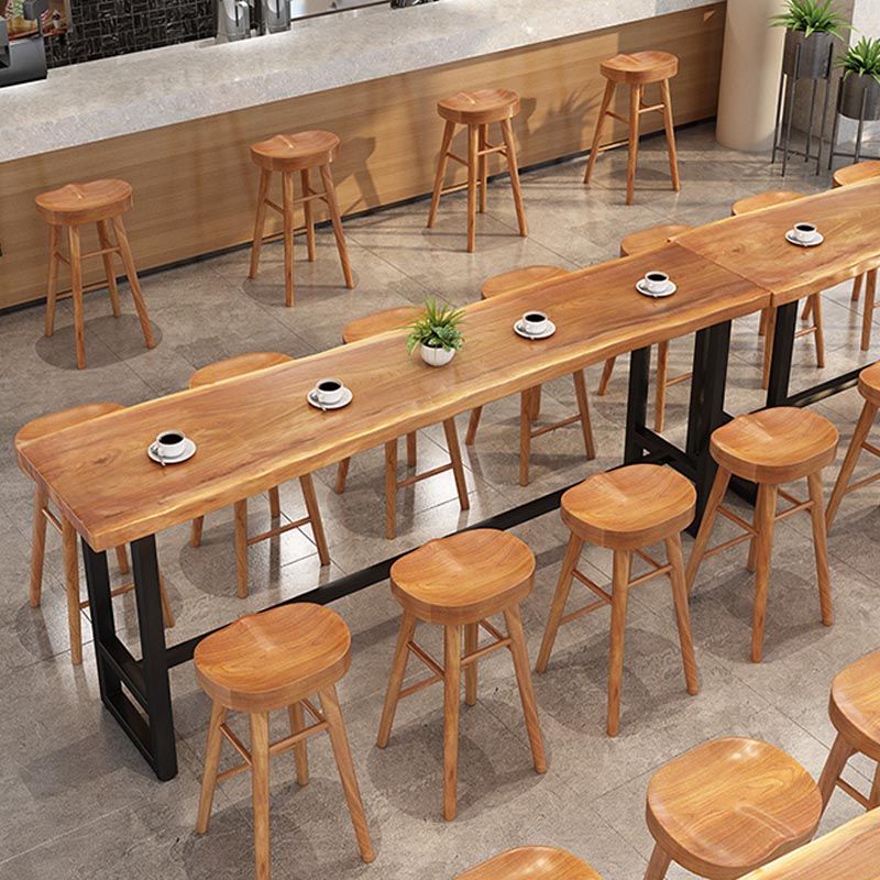 Modern 1/9 Pieces Bar Table Set Rectangle Wood Counter Table with Stools for Balcony