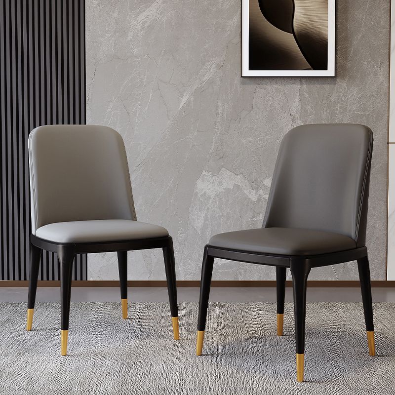 Modern Backrest Armless Leather Chair with Plastic Legs for Dining Room