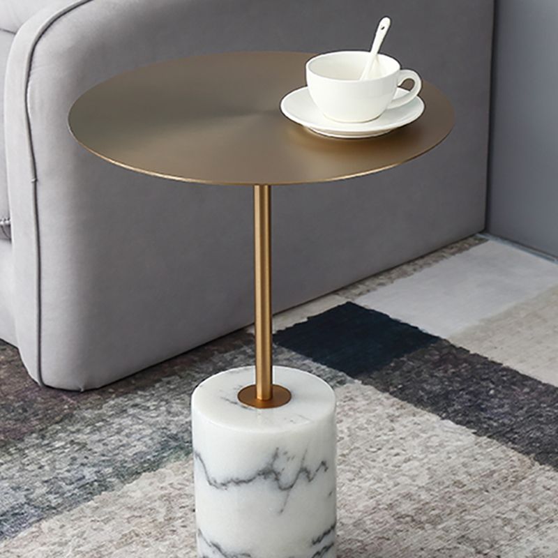 23.62 inch Tall Pedestal Side Table Metal and Marble Side End Table
