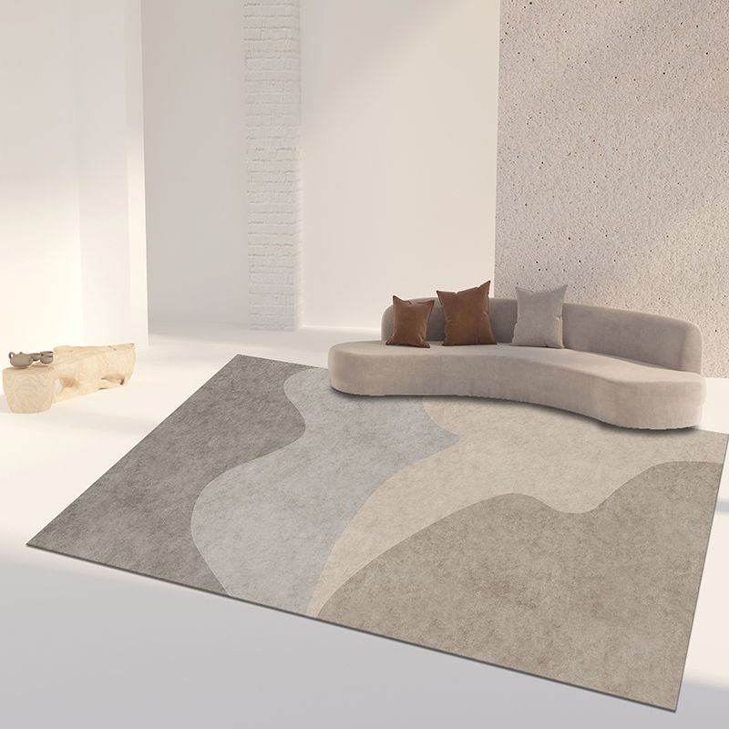 Tapis moderne gris bloc de couleur en Polyester, résistant aux taches, pour la décoration de la maison