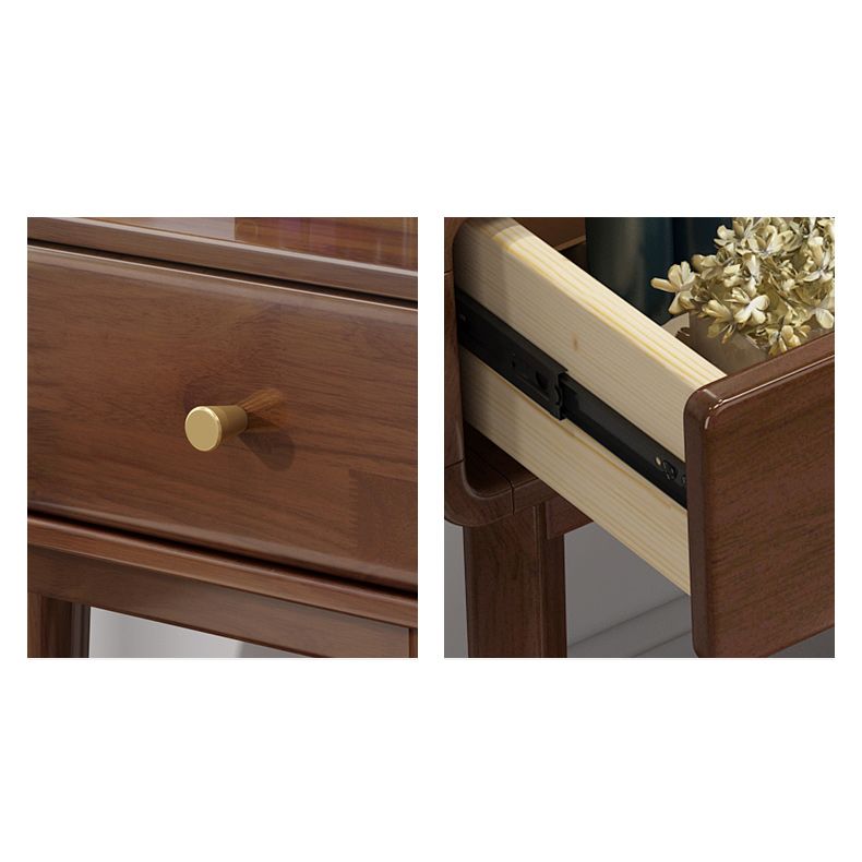 Contemporary 2-Drawer Solid Wood Table Makeup Vanity with Mirror