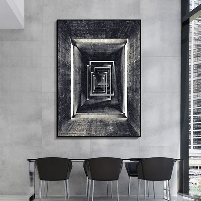 Dark Color Building Art Print Textured Scandinavian Living Room Canvas, Multiple Sizes