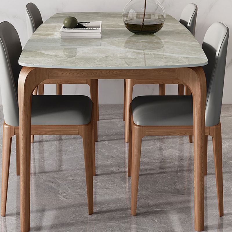 Rectangle Dining Table Sintered Stone Table Retro Modern with 4 Legs