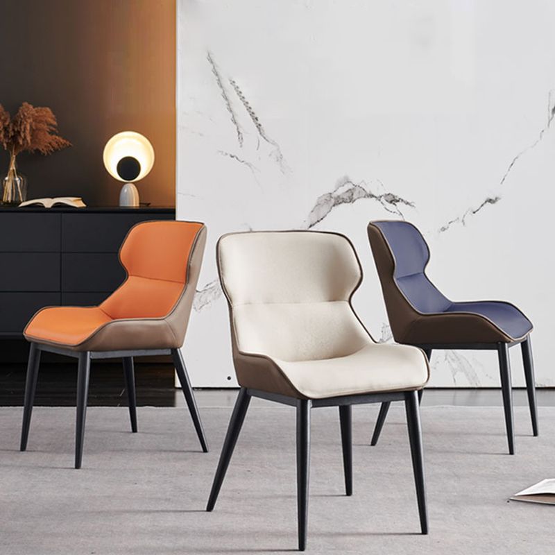 Industrial Style Wingback Side Chairs Faux Leather Dining Chairs