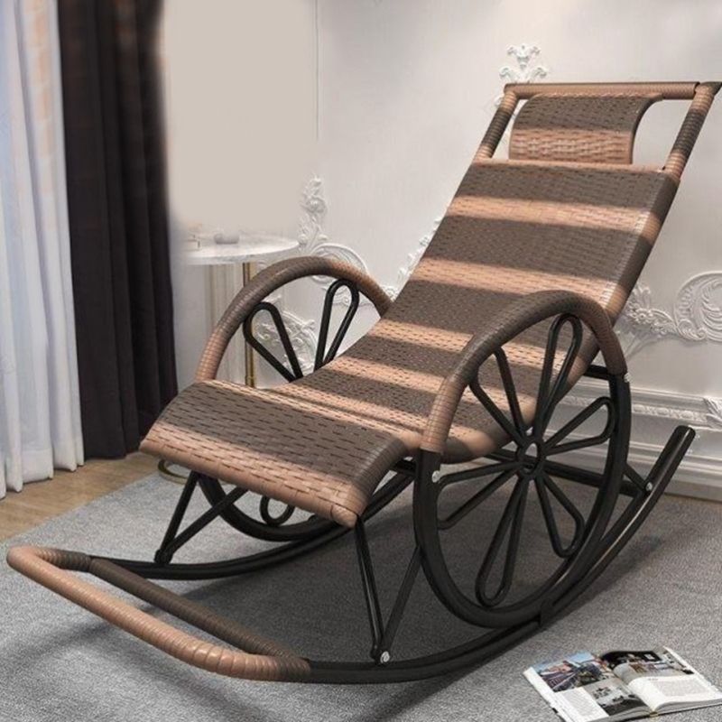 Contemporary Woven Rope Rocker Chair Wicker Rocking Chair for Home Decor