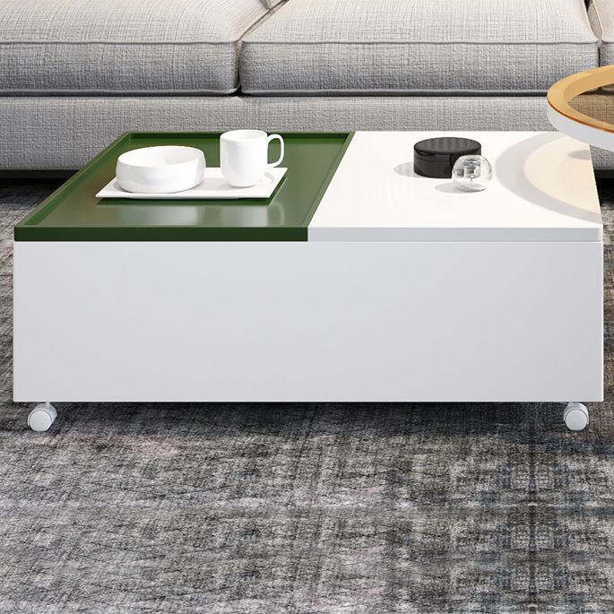 Modern 2 Nesting Coffee Table Set 31.5" W Glass & Wood Cocktail Table with Storage