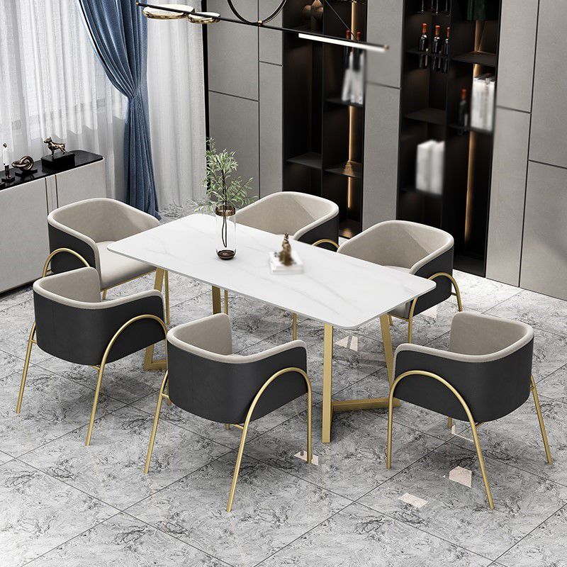 1/2/5/7 Pcs Metal Glam Style Dining Room Set with Rectangle Table Dinette Set