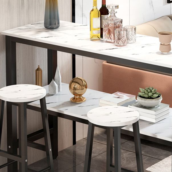 Modern Style Bar Table Set 3 Pieces Bar Table Set with Metal Base for Kitchen