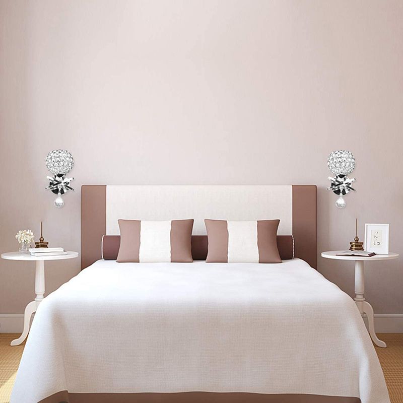 Globe Wall Light Modern Crystal 1 Light Wall Mount Lighting for Bedroom