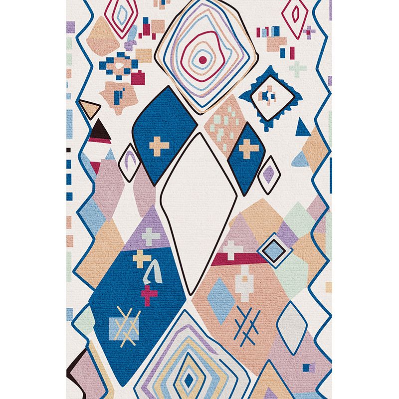 Multicolor Boheems Area Tapijt Polyester Tribal Classicism Indoor Rug Anti-Slip Achterstapijt voor woonkamer