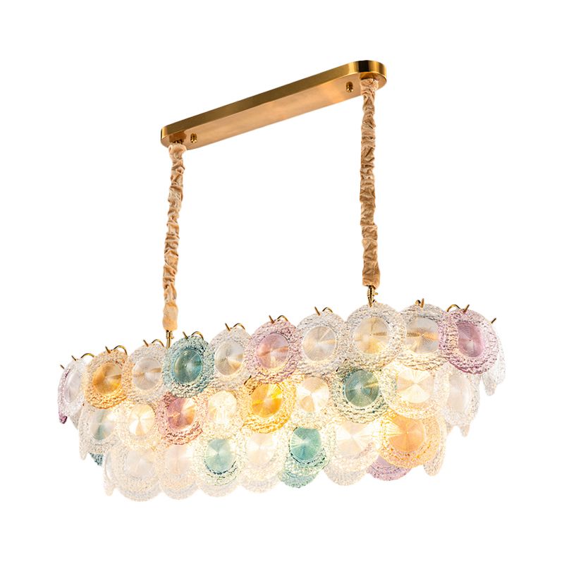 Billard de vitrail à 3 niveaux 14 lumières Modern Island Chandelier pour le restaurant de l'hôtel