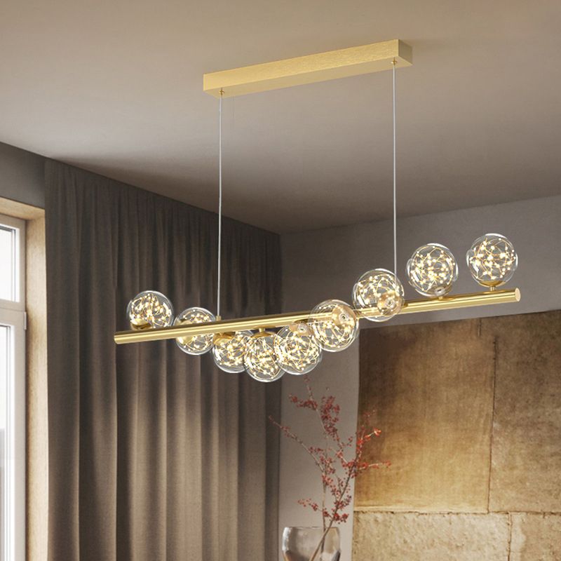 7/9/11-Light Contemporary Golden Kitchen Island Lighting Shaded Ceiling Light for Bedroom
