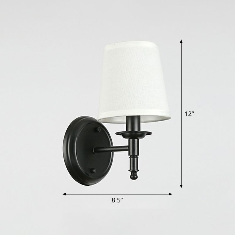 Minimalist Cone Shade Wall Lighting Fabric 1 Head Bedside Wall Mounted Reading Lamp