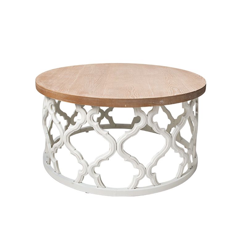 Rustic Style Antique Pedestal Coffee Table Round Wood Cocktail Table