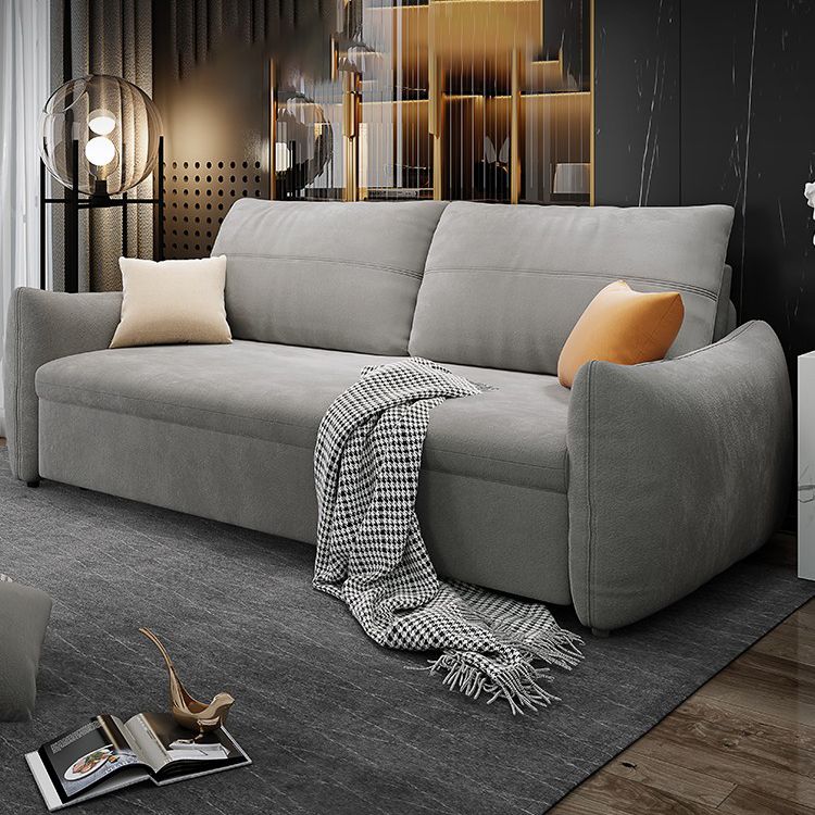 Contemporary Square Arm Standard Stain Resistant Sofa Bed in Grey