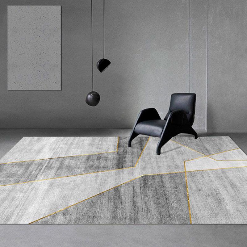 Light Grey Modern Rug Polyester Graphic Rug Washable Indoor Rug for Home Decor