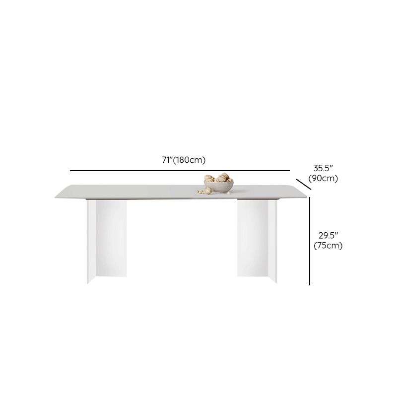 Modern Stone Rectangle Dining Table Double Pedestal Table for Dining Room