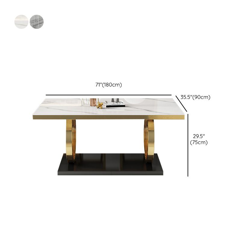 Glam Style Dinner Table Rectangle Stone Dining Room Table for Kitchen