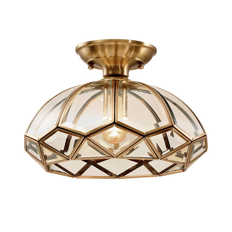 Single Golden Flush Mount Lighting Glass Ceiling Light for Bedroom