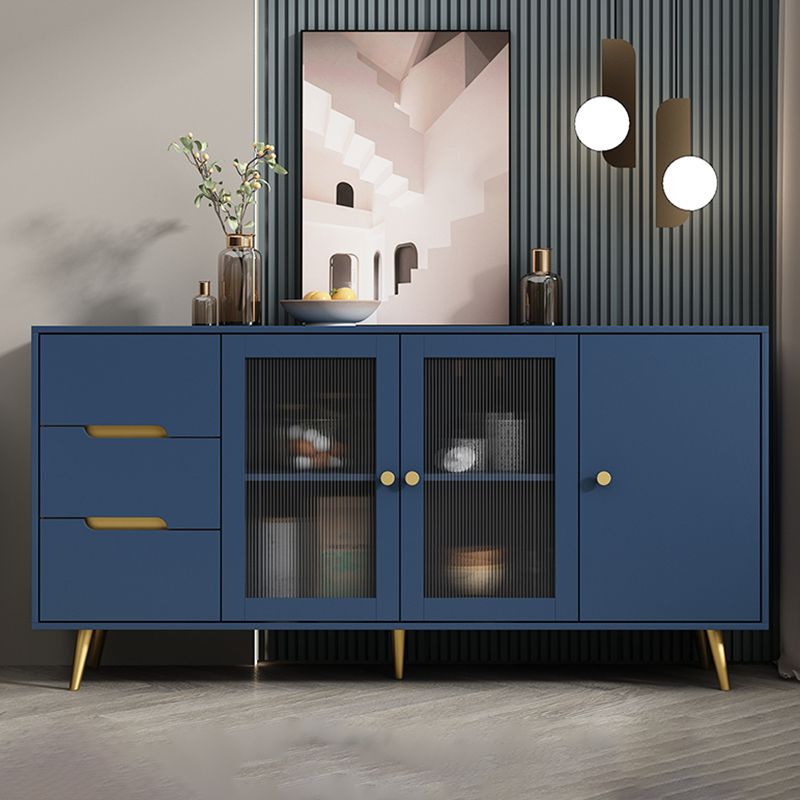 63" L Modern Accent Chest with 2-Drawer and 2-Door Wood Chest