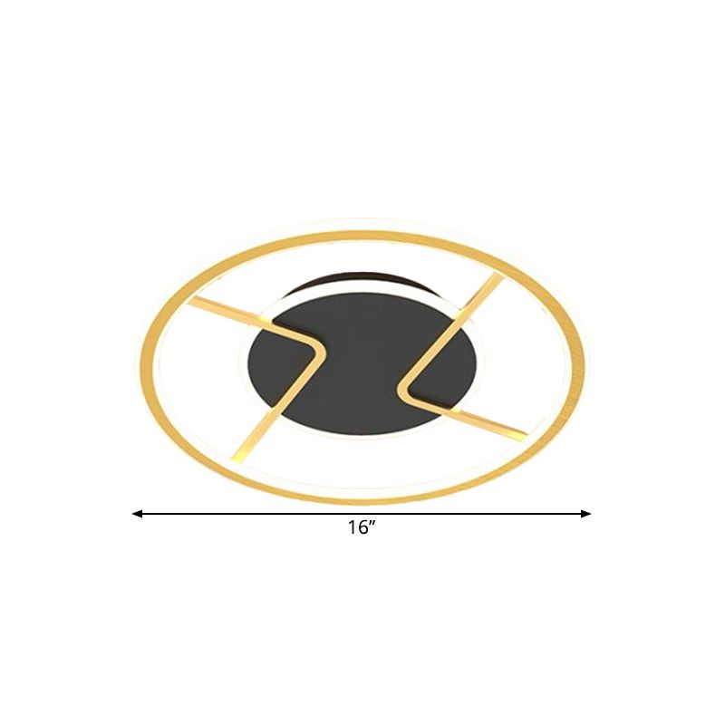 Circular Ceiling Light Fixture Minimalism Acrylic LED Black Flush Mounted Lighting, 16"/19.5" Width