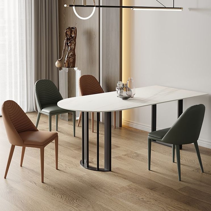 Modern Irregular Sintered Stone Dining Table White Standard Dining Table for Kitchen