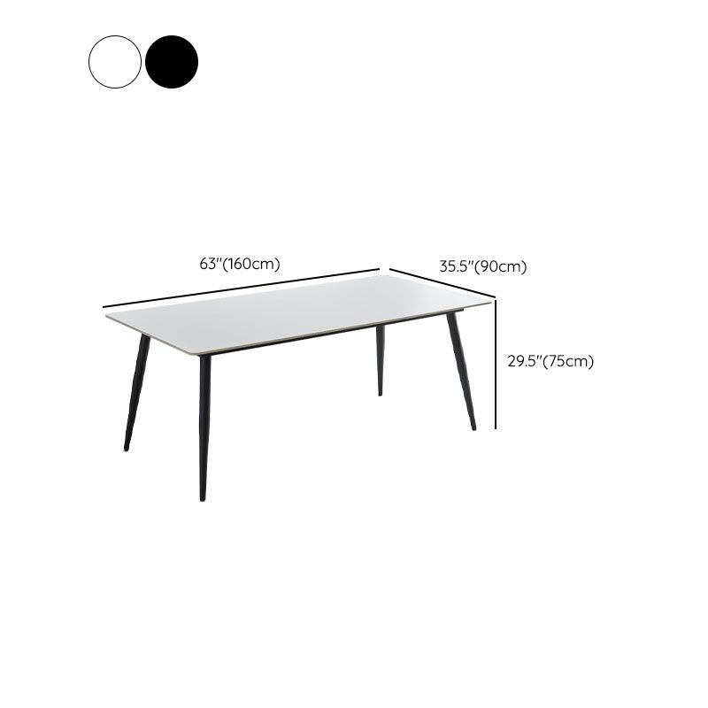 Kitchen Industrial Dinner Table Stone Rectangle 4 Legs Dining Table
