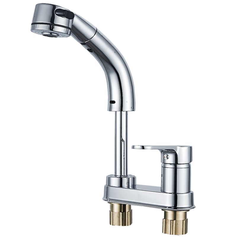 Modern Vessel Sink Bathroom Faucet Swivel Spout 2 Hole Faucets with Pull down Sprayer