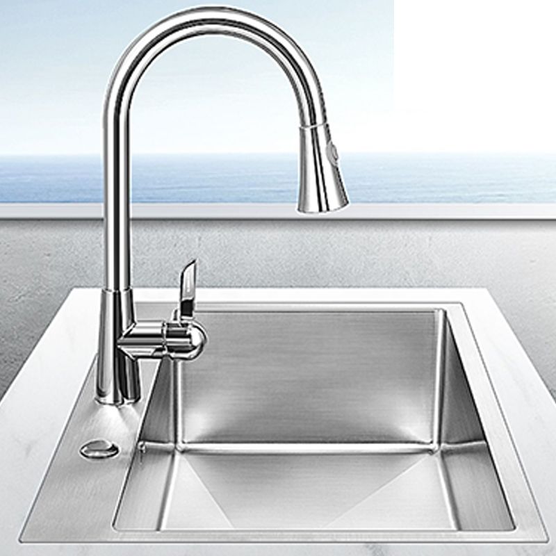 Stainless Steel Drop-In Kitchen Sink Overflow Hole Design Kitchen Sink with Faucet