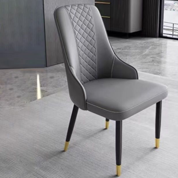Contemporary Faux Leather Dining Chairs Metal Parsons Side Chair