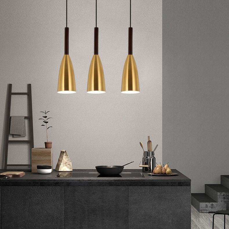 Metal Cord Hung Hanging Pendant Light Minimalist-Style Down Lighting Pendant in Gold