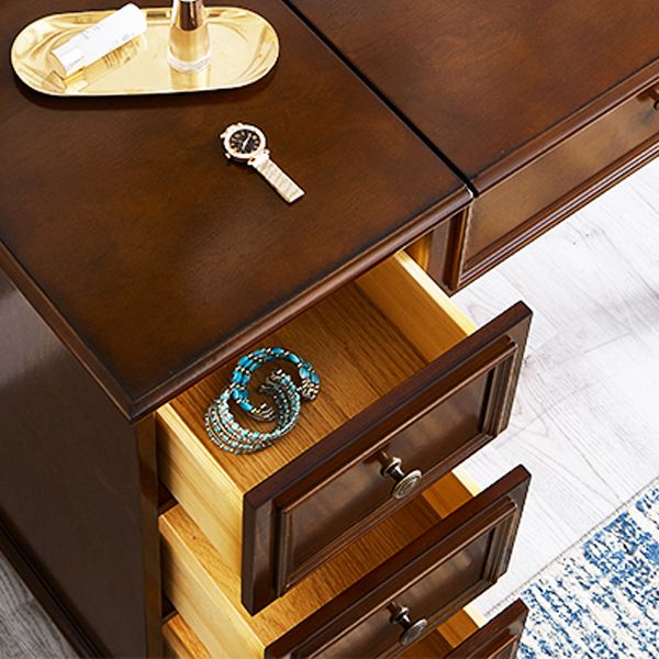 Traditional Solid Wood Makeup Vanity Desk Bedroom Vanity Dressing Table with Drawer