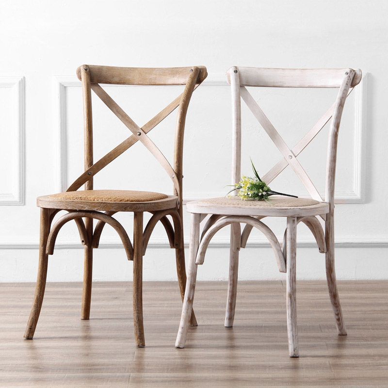 Bentwood Armless Dining Chairs Oak Cross Back Side Chair with Wood Legs
