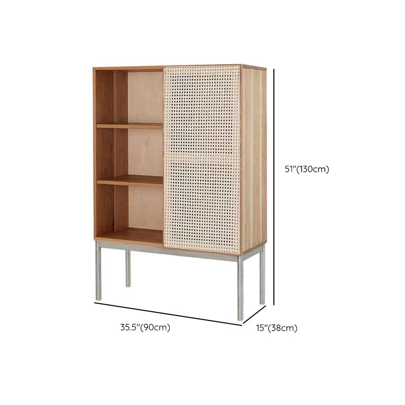 35.43" Long Accent Cabinet Solid Wood Cabinet in Natural with Shelves