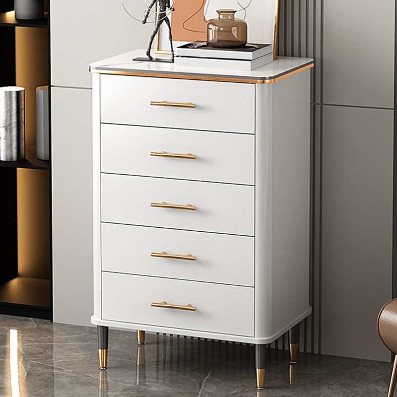 Glam Bedroom Stone Storage Chest Vertical Chest with Drawers