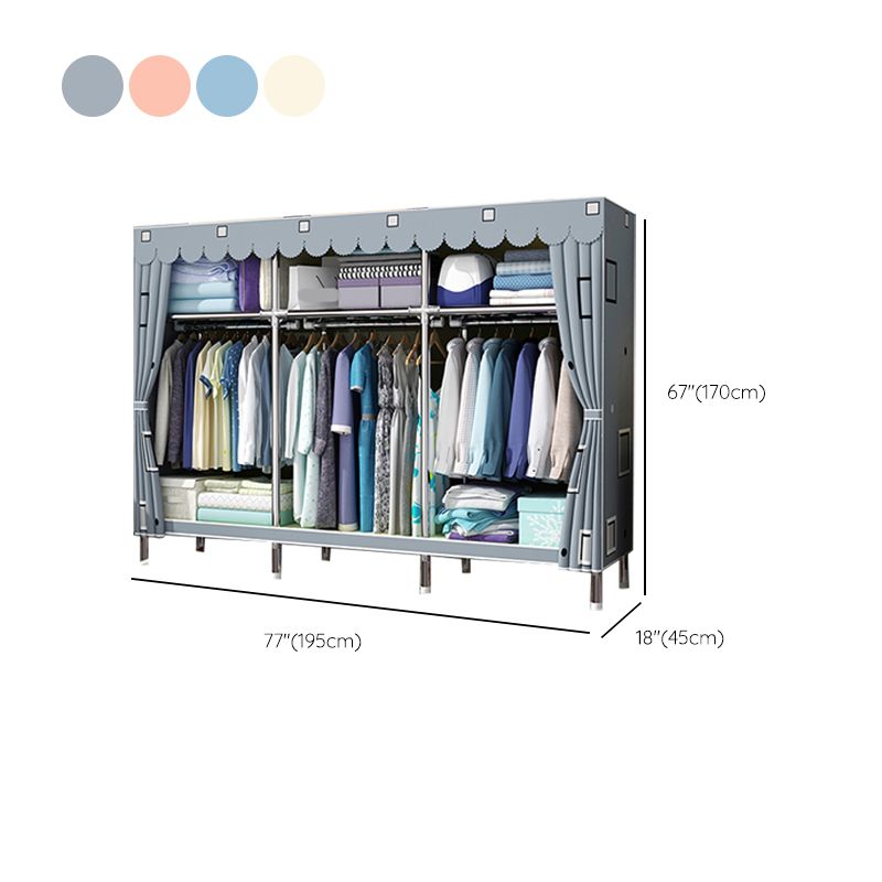 Matte Finish Wardrobe with Metal Frame Modern Storage Cabinet for Home