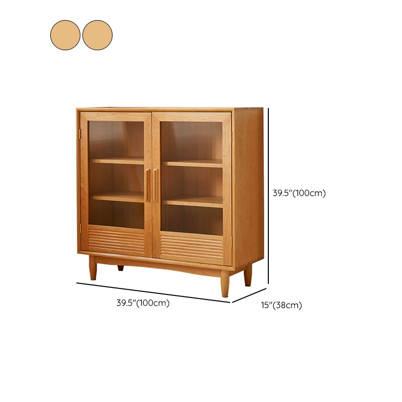 Nordic Style Cherry Wood Storage Sideboard Cabinet with Glass Doors