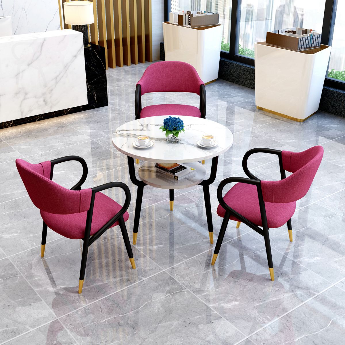 Round Dining Site Table Traditional Luxury Tripod Base Furniture for Indoor