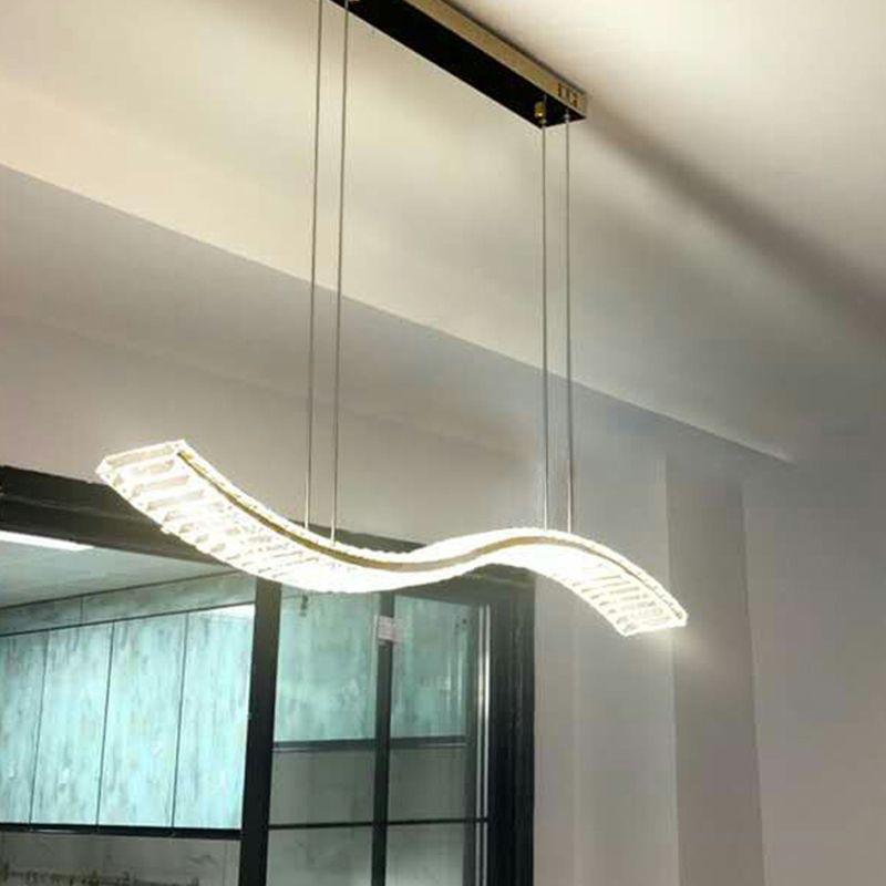 1 Light Waves Island Lamp Contemporary Simplicity Crystal Wrapped Island Pendant